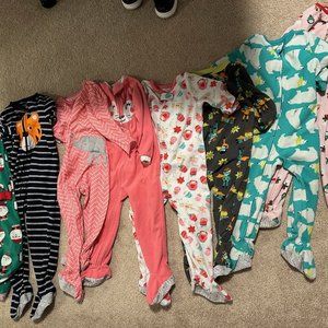 8 toddler girl's zip up fleece sleepers - size 3T